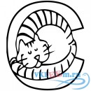 Декоративная наклейка буква С кошка