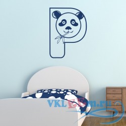 Декоративная наклейка буква Р панда