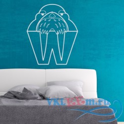 Декоративная наклейка буква W морж 