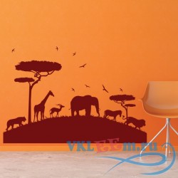 Декоративная наклейка животные Африки и деревья