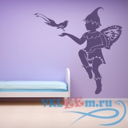 Декоративная наклейка мальчик бабочка с птичкой