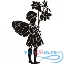 Декоративная наклейка девочка с крыльями и цветами