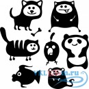 Декоративная наклейка кот панда ворона