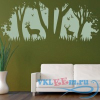 Декоративная наклейка два оленя в лесу