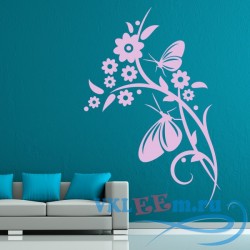 Декоративная наклейка бабочки на цветочке 