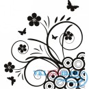 Декоративная наклейка бабочки и цветочки в узоре