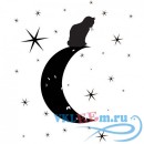 Декоративная наклейка кошка на луне