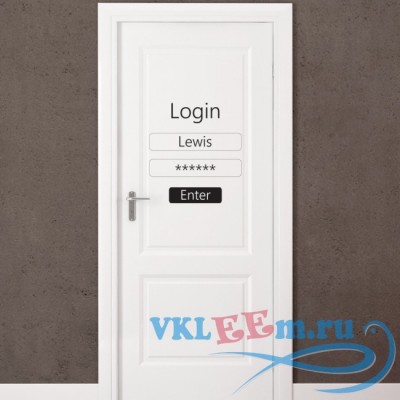 Декоративная наклейка вход логин  пароль на англ