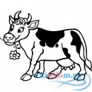 Декоративная наклейка большая корова с цветком 