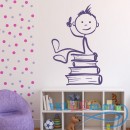 Декоративная наклейка мальчик сидящий на книгах