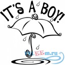 Декоративная наклейка фраза с зонтом на английском его мальчик