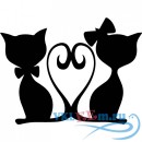 Декоративная наклейка две кошки  хвосты сердечком