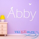 Декоративная наклейка Аби имя на англ с птичками