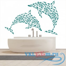 Декоративная наклейка дельфины в абстракции