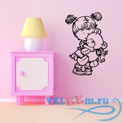 Декоративная наклейка девочка с игрушечным мишкой