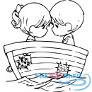 Декоративная наклейка мальчик и девочка на лодке
