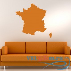 Декоративная наклейка Франция силуэт карты
