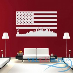 Декоративная наклейка USA Landmark Flag Wall Stickers Landmark Wall Art