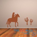 Декоративная наклейка Ковбой на лошади с кактусами