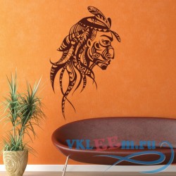 Декоративная наклейка Лицо индейца в татуировках