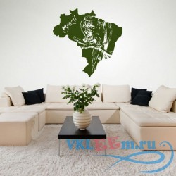Декоративная наклейка Попугай в Бразилии Карта 