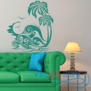 Декоративная наклейка Морские волны и пальмы