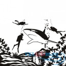 Декоративная наклейка  Подводное плавание с акулой