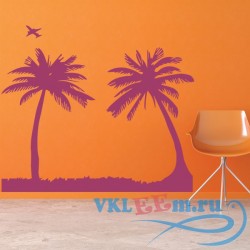 Декоративная наклейка Две пальмы самолётом
