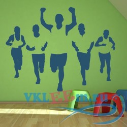 Декоративная наклейка Marathon Runners Silhouette Athletics Wall Stickers Gym Home Decor Art Decals