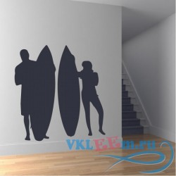 Декоративная наклейка Surfing Couple Wall Sticker Surfing Wall Art