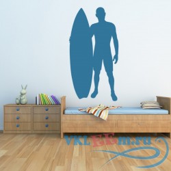 Декоративная наклейка Surfer And Surfboard Silhouette Surfing Wall Stickers Sports Decor Art Decals