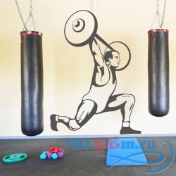 Декоративная наклейка Weightlifting Man Cartoon Outline Athletics Wall Stickers Gym Home Art Decals