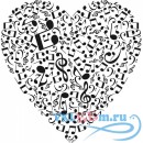 Декоративная наклейка Musical Note Love Heart Musical Notes &amp; Instruments Wall Sticker Music Art Decal