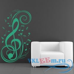 Декоративная наклейка Treble Clef And Musical Notes Musical Notes &amp; Instruments Wall Sticker Art Decal
