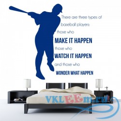 Декоративная наклейка Three Types Of Players Wall Sticker Baseball Quote Wall Decal Sports Decor