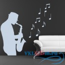 Декоративная наклейка Saxophone Player With Notes Musical Notes &amp; Instruments Wall Sticker Music Decal