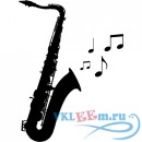 Декоративная наклейка Saxophone With Musical Note Musical Notes &amp; Instruments Wall Sticker Music Decal