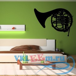 Декоративная наклейка French Horn Wind Brass Band Musical Notes &amp; Instruments Wall Sticker Music Decal