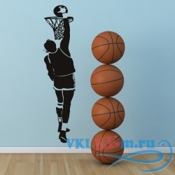 Декоративная наклейка прыжок баскетболиста с мячом