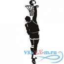Декоративная наклейка прыжок баскетболиста с мячом