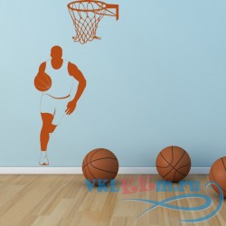 Декоративная наклейка Баскетболист с мячом и корзина
