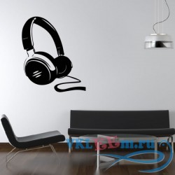 Декоративная наклейка Headphones Silhouette Wall Sticker Music Wall Art