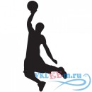 Декоративная наклейка Баскетболист завис в воздухе контурный силуэт