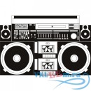 Декоративная наклейка Hi-Fi Retro Boom Box Musical Notes &amp; Instruments Wall Stickers Music Art Decals