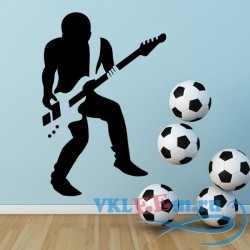 Декоративная наклейка Rock Guitarist Silhouette Musicians &amp; Band Logos Wall Stickers Music Art Decals