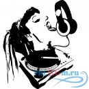 Декоративная наклейка Женский DJ с пультом
