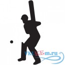Декоративная наклейка Игрок в крикет силуэт