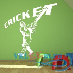 Декоративная наклейка Крикет надпись с игроком
