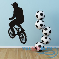Декоративная наклейка силуэт велосипедиста 