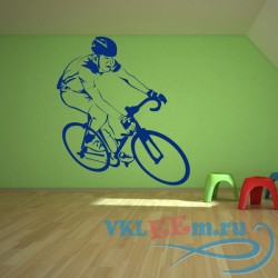 Декоративная наклейка Велосипедист со шлемом